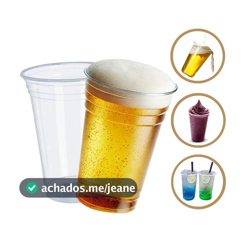 Copo Descartável PP 700ml Transparente Chopp e Drinks c/100 un