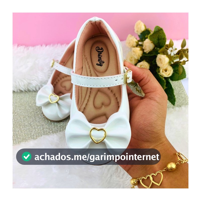 Sapatilha Infantil Feminina Menina Boneca Do 20 Ao 34 SPT-500 Branca Direto da Fábrica