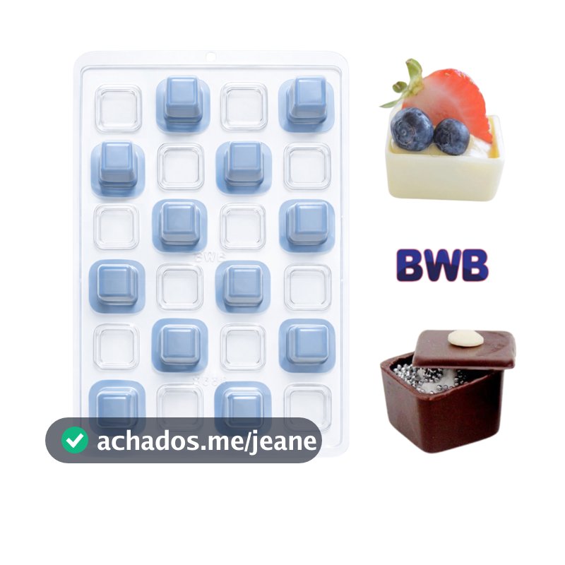 Forma para Chocolate Doces Finos MINI CAIXA QUADRADA SP 856 Semiprofissional com Silicone (3 partes) - BWB