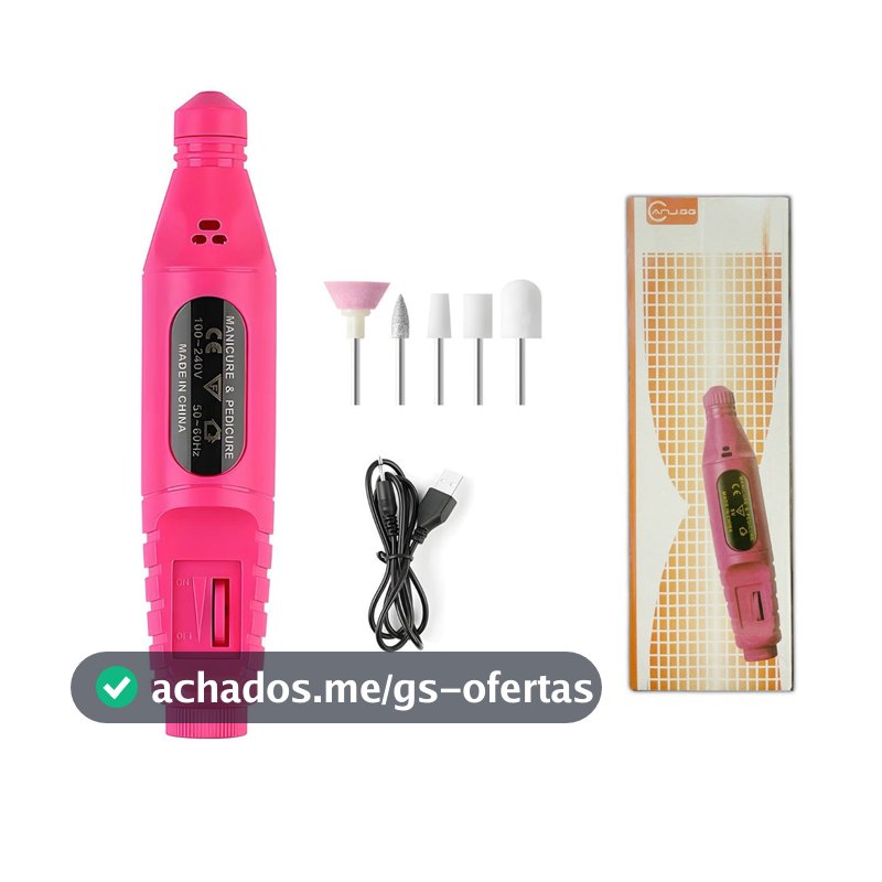 Kit Profissional de Lixadeira de Unhas Elétrica com Broca e Motor Bivolt para Manicure e Pedicure anjgg
