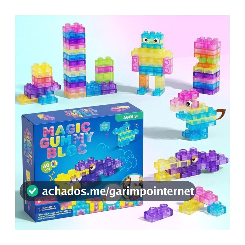 🔥Blocos de Montar Gelatina - Blocos de Silicone Macio - Brinquedo Educativo Infantil