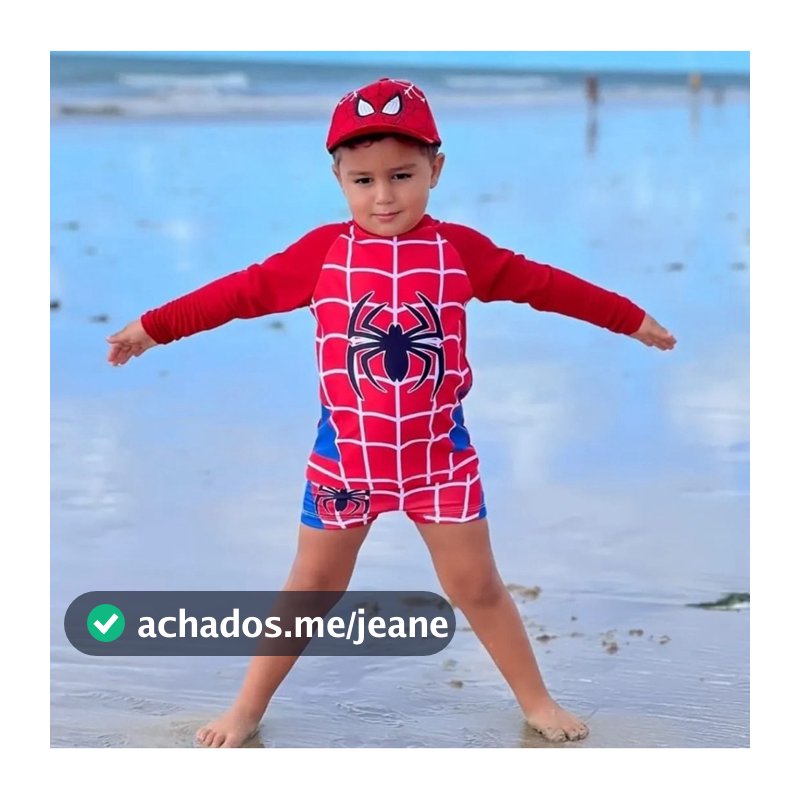 Kit Conjunto Praia Piscina Infantil Homem Aranha UV Menino 2 a 8 Anos