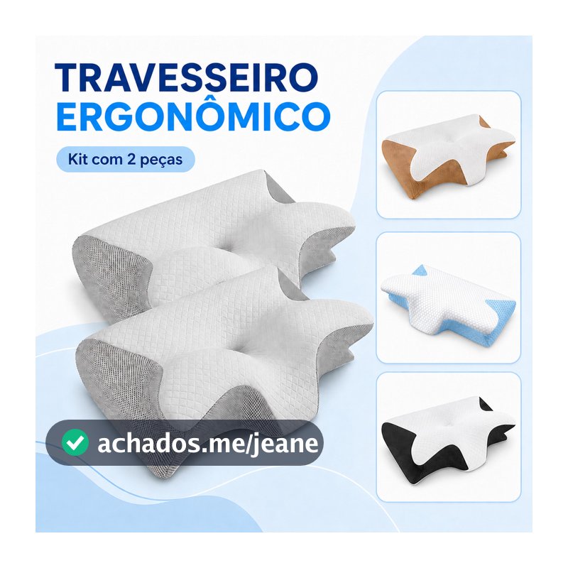 Travesseiro Japonês de Espuma de Memória para Ortopedia – Alívio Portátil para Dor Cervical e Suporte para Pescoço
