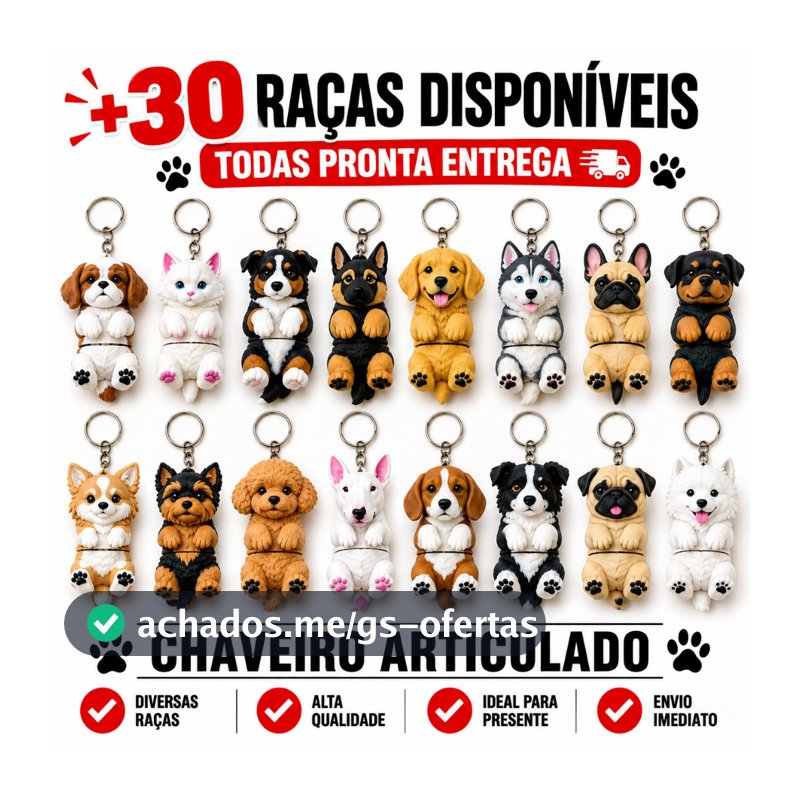 Chaveiro Articulado Pet Cachorro Gato  +20 Raças Disponíveis