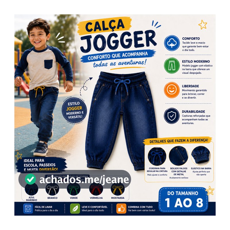 Calça Jeans Infantil Jogger Menino com Elástico na Cintura