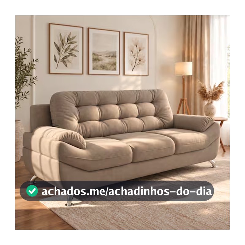 Sofá 3 Lugares Mercury em Tecido Suede 200cm Linoforte