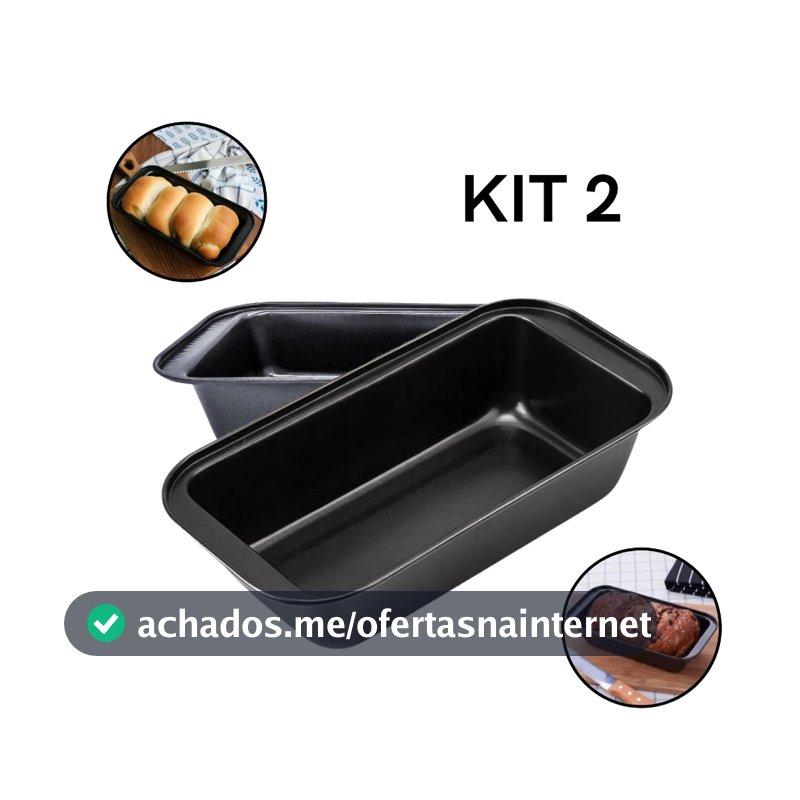 Kit 2 Forma pão antiaderente aço carbono bolos tortas não gruda