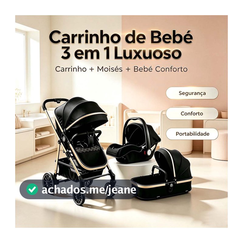 Carrinho Completo 3 EM 1 Com Moisés e Bebe Conforto