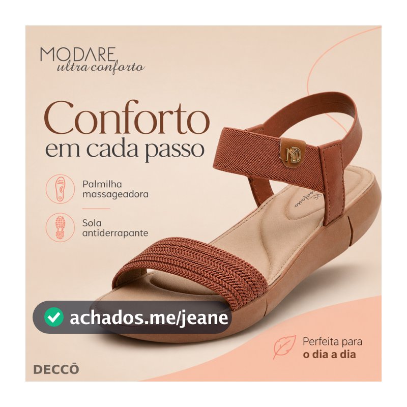 Sandalia Feminina Modare Conforto Palmilha Massageadora Salto Medio Solado Antiderrapante Ultramacia