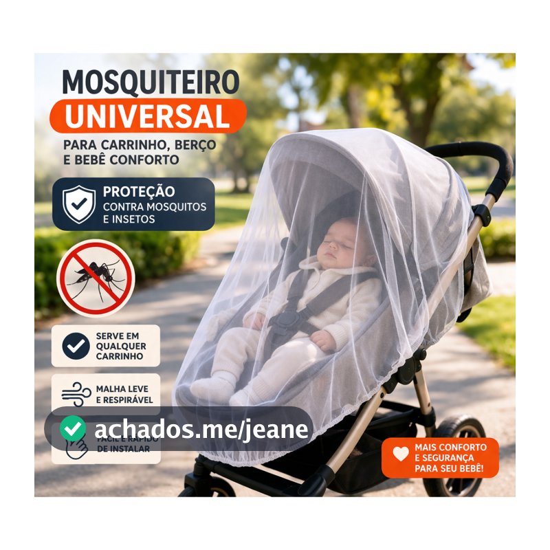 Mosquiteiro Universal Bebê Carrinho Berço Proteção Contra Mosquitos Respirável