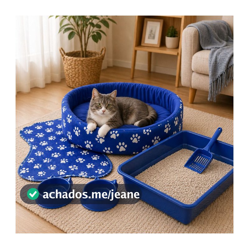 Caminha de Gato + Caixa de Areia + Bebedouro para Gato