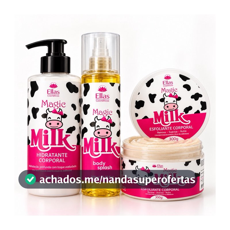 Kit Vaquinha Magic Milk Hidratante Corporal + Esfoliante Corporal + Body Splash 200ml