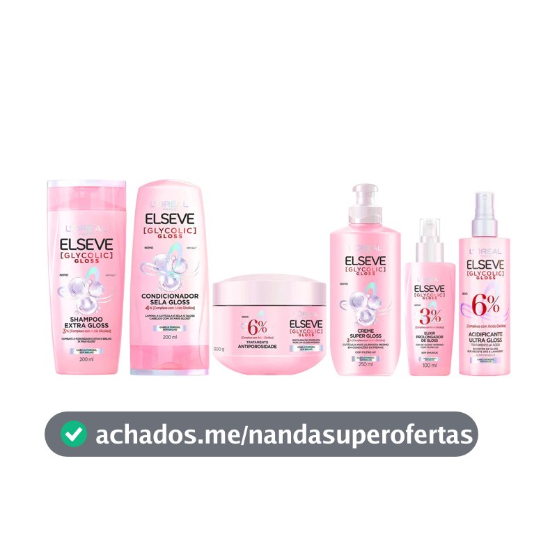 Kit Elseve Glycolic Gloss Loréal Paris Completo 6 Itens