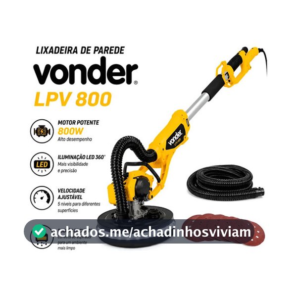 Lixadeira de Parede com LED 800W Girafa para Gesso Drywall Massa Corrida LPV800 Vonder