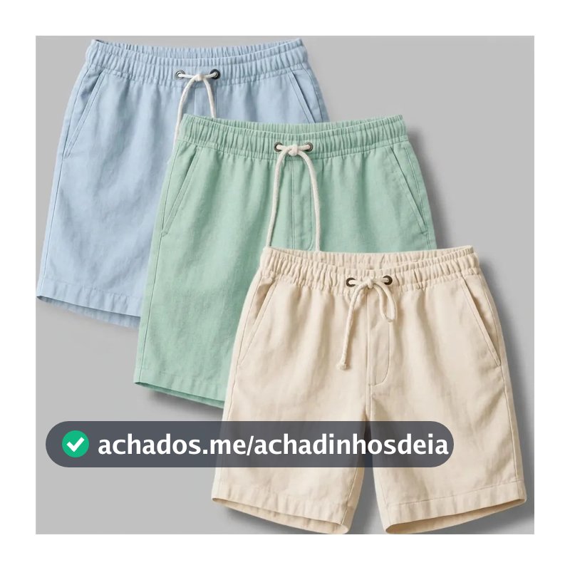 Kit 3 Shorts Masculino Bermuda Linho Verão Envio Imediato Sarja Praia