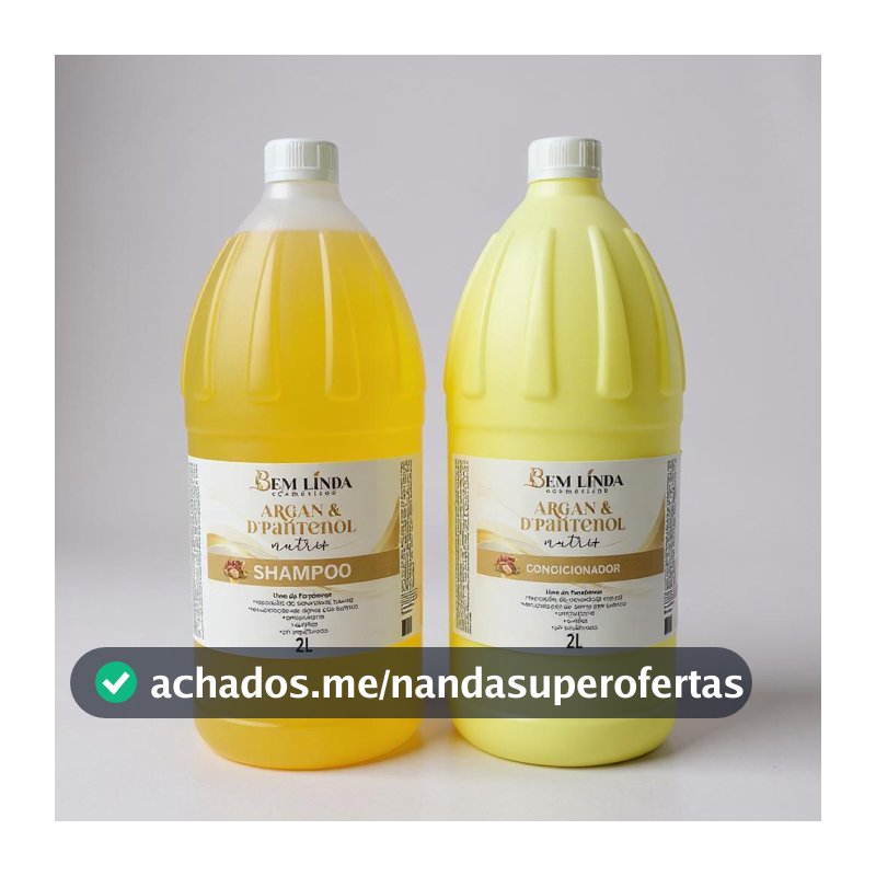 Kit Shampoo e Condicionador Argan e D'Pantenol 2 Litros Profissional Hidratação Cabelos Sem Sal