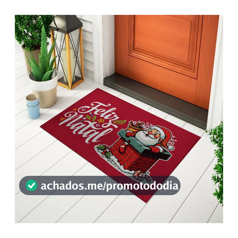 Tapete Divertido Capacho Decorativo Para Porta Frase - Feliz Natal , Papai Noel Chaminé Ca914