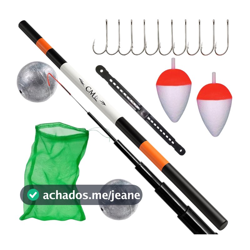 kit pesca vara telescópica 3 metros com boia anzol chumbada enrolador de linha saco de pesca sambura vara de mão