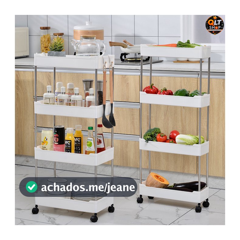 Organizador Móvel de 4 Níveis Multifuncional Com Rodinhas