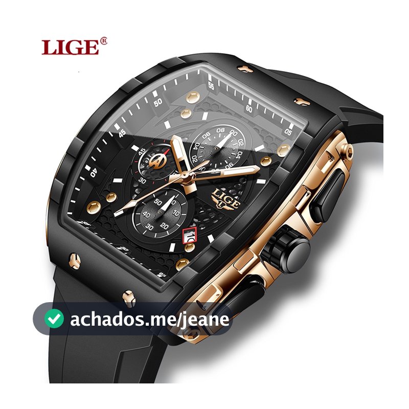 LIGE Homem Relógio Moda Luxo À Prova Dwaterproof Água Pulseira De Silicone Quartzo Relógios Masculinos Luminosos Esporte