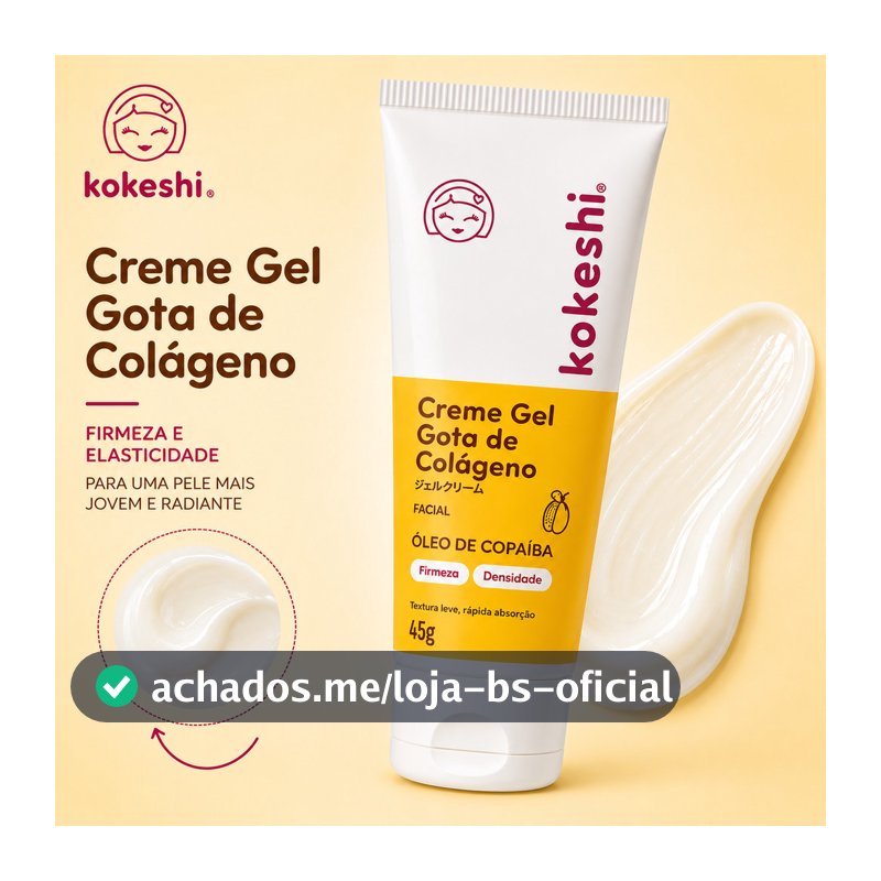 Hidratante Facial Gota de Colageno KOKESHI Cosméticos Creme Facial Regenerador 45g Creme Hidratante Facial