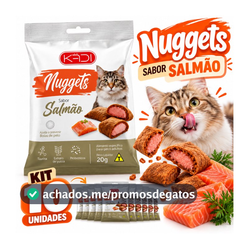 Petisco Para Gato Nuggets Salmão 20g Extrato de Yucca