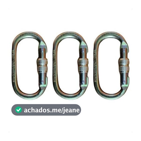 Kit 3 Mosquetão Oval 25kn CE EN Certificado Ancoragem Rapel Aço