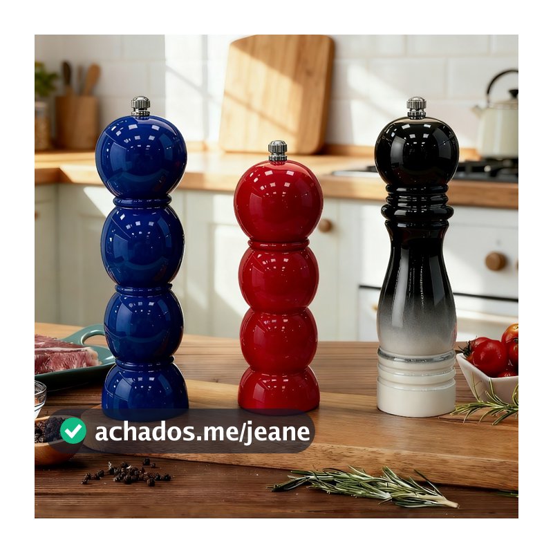 Moedor de Pimenta Manual para Cozinha - Vermelho ou Preto e Branco