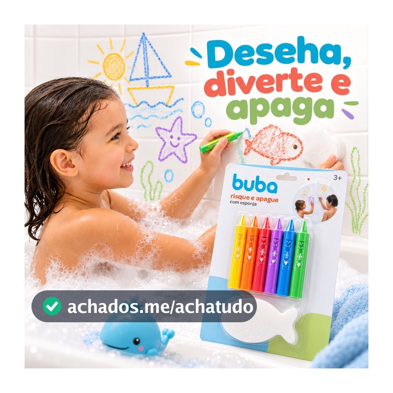 Brinquedo Criativo Infantil Buba para Banho Risque e Apague com Esponja