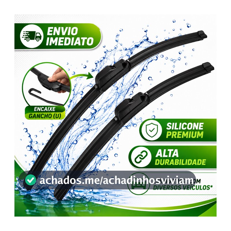 Par Palhetas Limpador de Parabrisa Silicone Universal Alta Durabilidade Paleta Para-brisa Todos Carros Encaixe Gancho