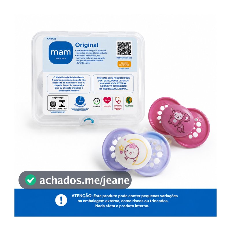 Chupeta MAM 6+ meses Air Bico Silicone Bebê Neutra Menino/Menina - Embalagem com pequenas avarias