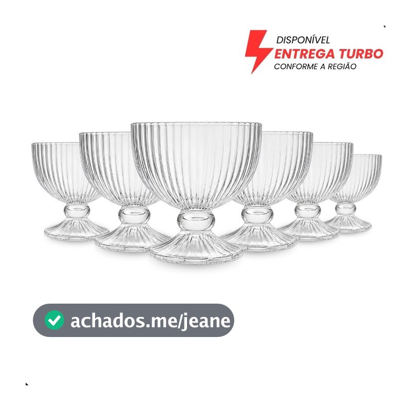 Jogo de Taças de Sobremesa 120ml em Vidro, Ideal para Mousse, Sorvete, Frutas e Doces