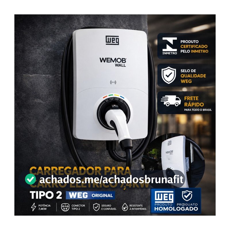Carregador Carro Elétrico 7,4kW WEG Tipo 2 Wallbox Bivolt 220V
