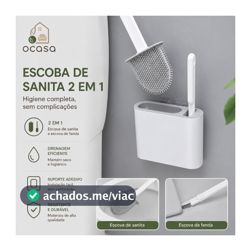 2 em 1 Escova de Silicone para Vaso Sanitário - Base de Banheiro Privada, Alta Eficiênci