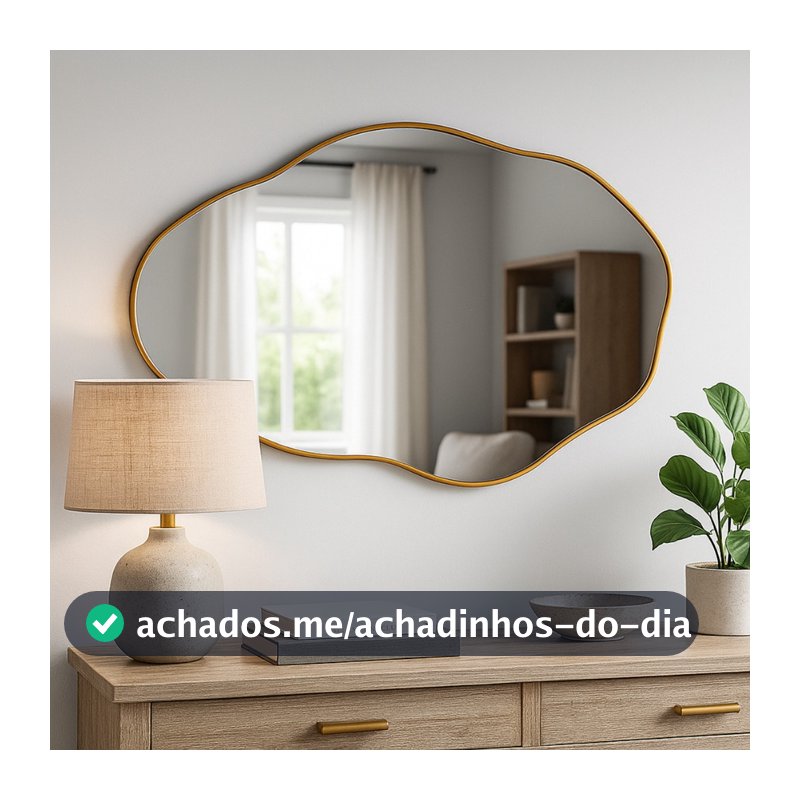 Espelho Orgânico Pedra 60x40cm Decorativo Moderno Para Sala Quarto Banheiro