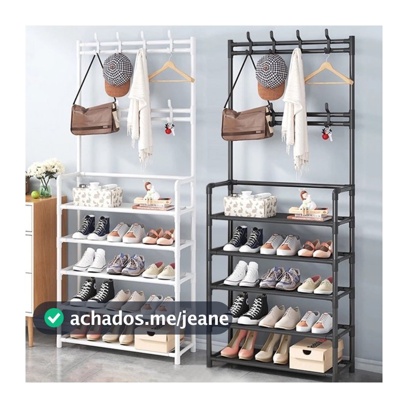 Arara 4/5 Andar Sapateira Organizador Cabideiro Suporte Multiuso Sapato Tenis Roupa Armários TOP&CASA
