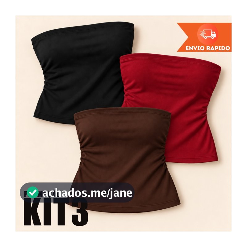 KIT 3 Cropped Top Tube Feminina Tomara que Caia Fitness Duplo Cropped Tubinho Estilosa Básico