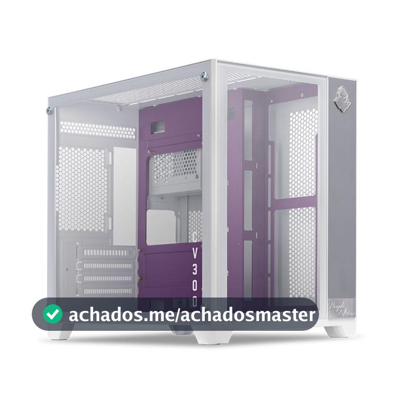 Gabinete Gamer Mancer CV300 Purple Edition, Mid-Tower, Lateral de Vidro,Branco e Roxo,MCR-CV300-PEWH