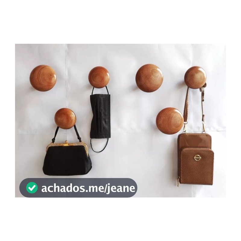 Seis Ganchos em Madeira para Parede - Suportes para Espelhos Adnet - Seis Cabides Redondos