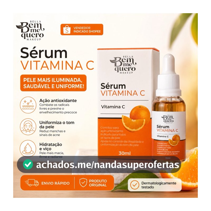 Sérum Vitamina C Facial 30ml Clareador Antiidade Antioxidante Hidratação Profunda