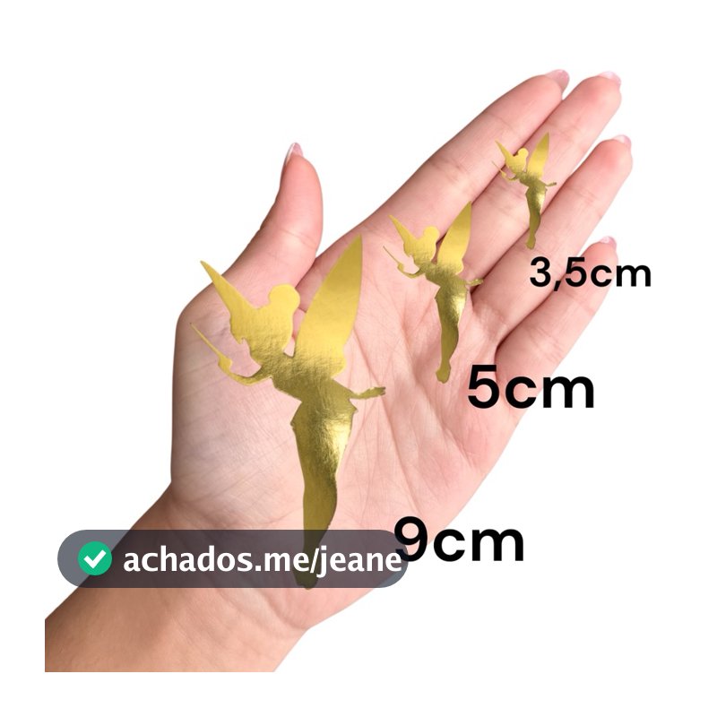 Aplique Fada sininho tinker bell papel Lamicote dourado fadinha