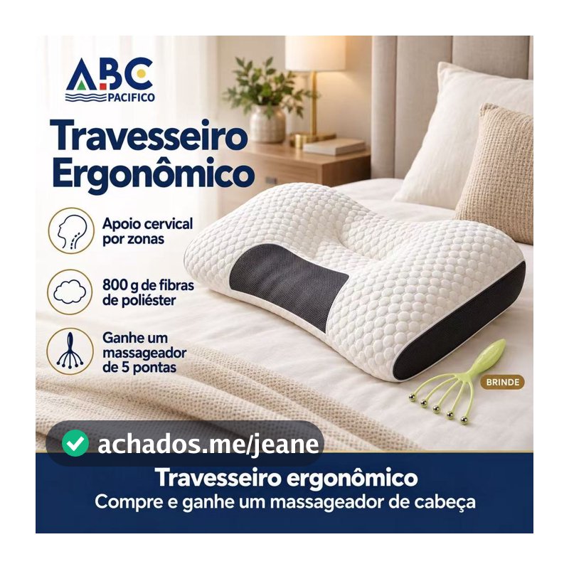 Travesseiro Ortopédico Cervical Respirável - Conforto e Suporte com Toque Macio e Lavável na Máquina Brindes grátis