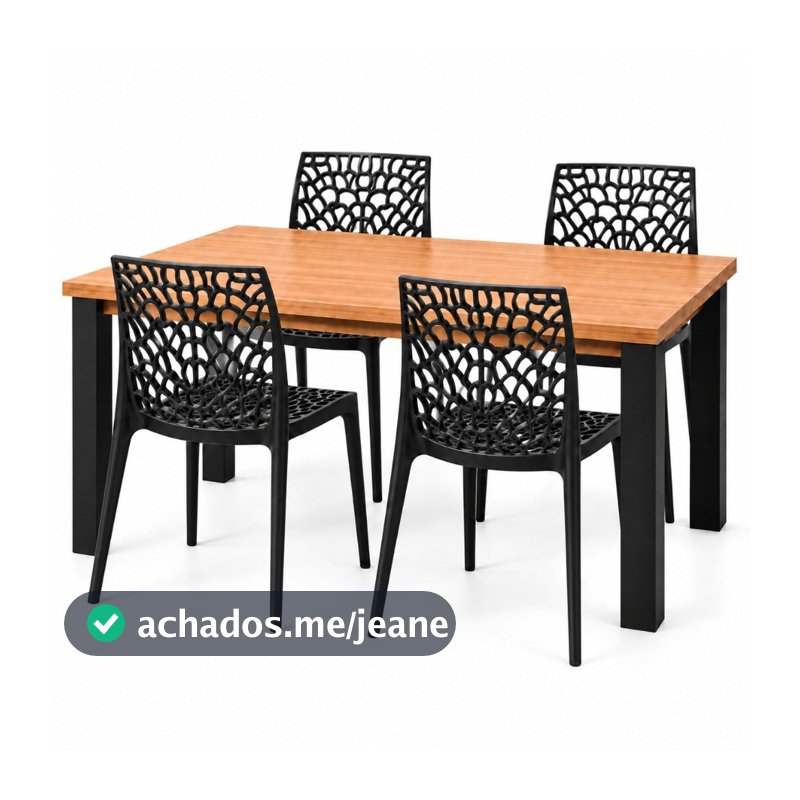 Mesa para Sala e Cozinha 120x90cm \+ 4 Cadeiras Nana – Envio Imediato