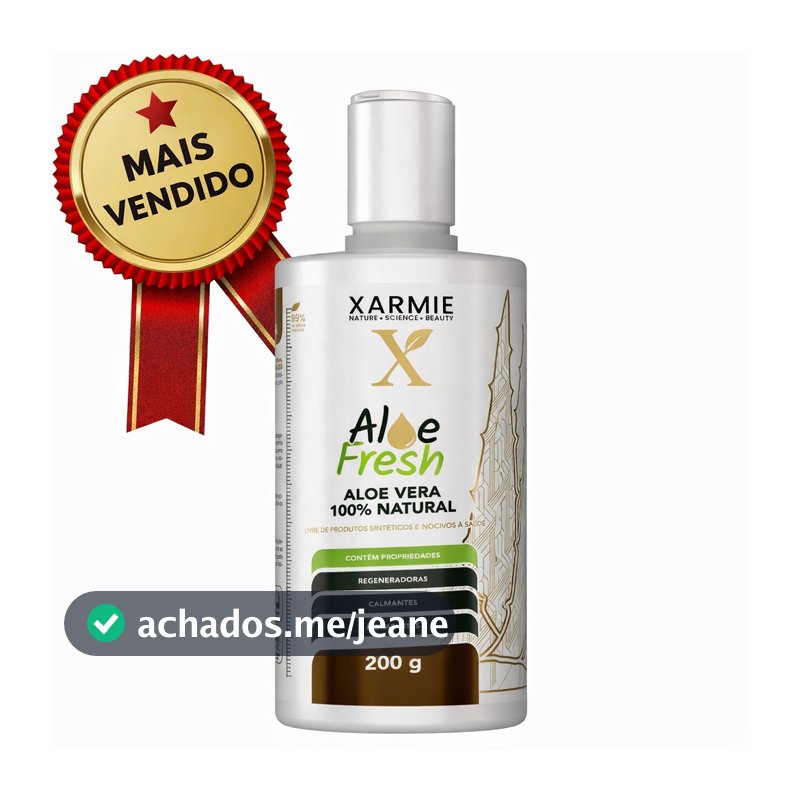 Gel Babosa Aloe Fresh Dermatites, Aloe Vera 100% Natural 98% Puro Prensado a Frio - Pele Perfeita - 200g