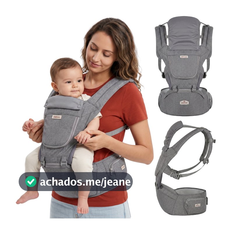 Bolsa Canguru Bebê Exclusive Protetor de Sol e Chuva Assento 3 Modos de Uso Apoio Lombar Aiebao