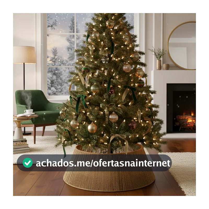 Saia Para Árvore de Natal Base Rígida Aramada Palha Boho Sisal Grande 70x50x25