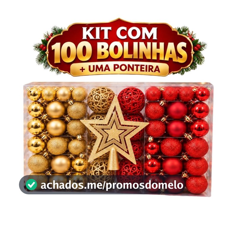 KIT BOLINHA NATAL COMPLETO COM 101 ITENS DOURADA VERMELHA ÁRVORE NATALINA DECORAÇÃO PONTEIRA GRANDE