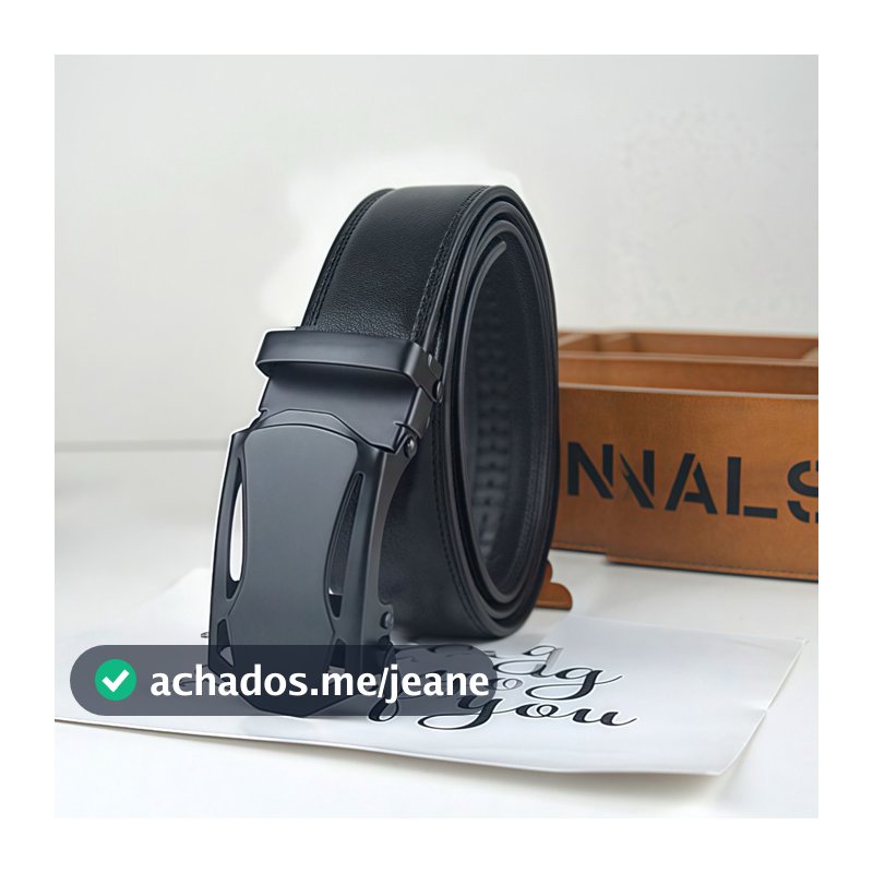 Cinto Masculino Automático Ajustável 115cm Fivela Sem Furo Couro Sintético Social Casual