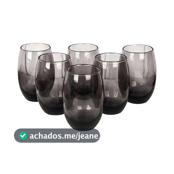 Jogo 6 Copos Luxo Suco Agua Refrigerante Aruba Fumê 465ml