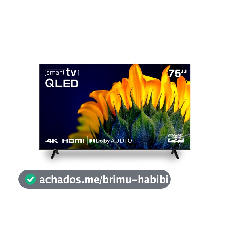 Smart TV HQ QLED 75 Polegadas HQ-QLED75SM 4K Wi-Fi Bluetooth, Apps, Netflix, YouTube e Prime Vídeo